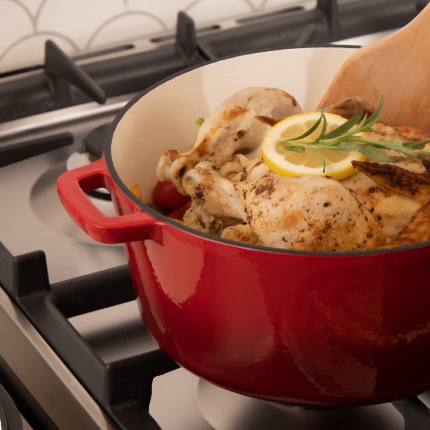 2-In-1 Pre-Seasoned Cast Iron Dutch Oven with Skillet Lid - 5 Qt round Cast Iron Pot for Bread, Casserole, Braising - Heavy Duty Enamel Cookware Set, Double Dutch Oven - 13.5 X 7-Inch, Black